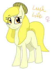 Size: 745x981 | Tagged: safe, artist:rosequartz1, oc, oc only, oc:lush life, earth pony, pony, female, mare, offspring, parent:coco pommel, parent:silver shill, parents:silverpommel, simple background, solo, white background
