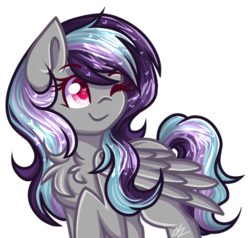 Size: 797x760 | Tagged: safe, artist:sketchyhowl, oc, oc only, oc:sketchy howl, pony, female, mare, one eye closed, raised hoof, simple background, solo, transparent background, wink