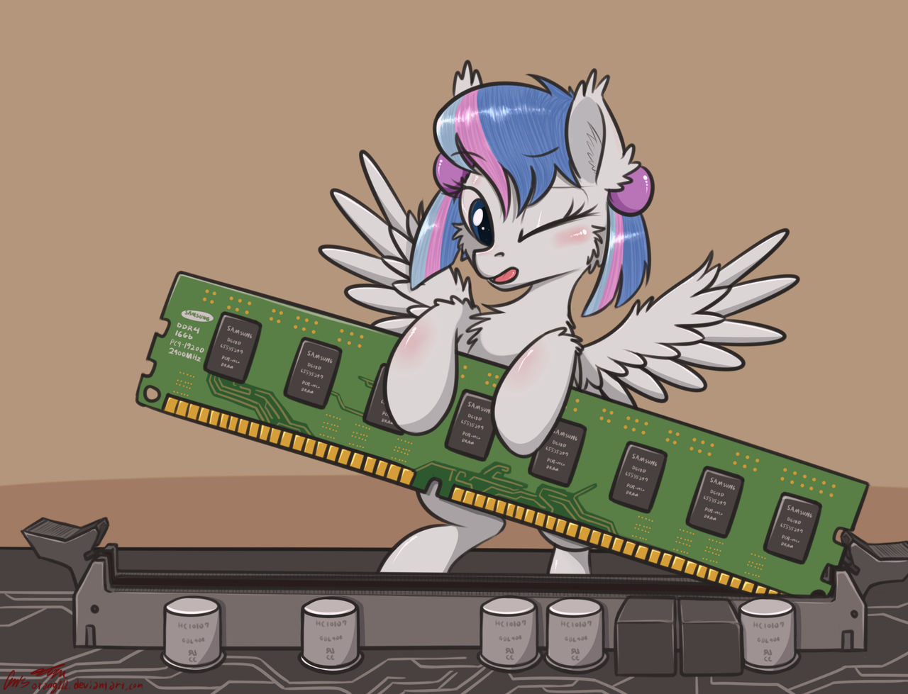 #1501749 - safe, artist:orang111, oc, oc only, oc:skylake, cpu pony ...