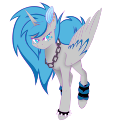 Size: 1500x1500 | Tagged: safe, artist:emypony, oc, oc only, oc:moonbeam, alicorn, pony, bracelet, chains, jewelry, simple background, solo