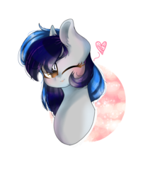Size: 1348x1492 | Tagged: safe, artist:musicstar123, oc, oc only, oc:cappie, pony, bust, heart, one eye closed, portrait, simple background, solo, white background, wink