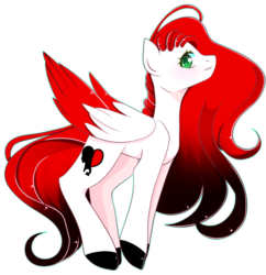 Size: 921x952 | Tagged: safe, artist:clefficia, oc, oc only, oc:red heart, pegasus, pony, colored wings, female, mare, multicolored wings, simple background, solo, transparent background