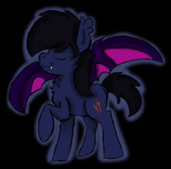 Size: 2657x2625 | Tagged: safe, artist:euspuche, oc, oc only, oc:neo, bat pony, pony, black background, fangs, female, high res, simple background, smiling, solo, wings