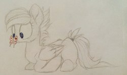 Size: 720x426 | Tagged: artist needed, safe, oc, oc only, butterfly, pony, my little brony risovach, solo, traditional art