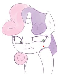 Size: 409x498 | Tagged: safe, artist:limedazzle, sweetie belle, pony, my little brony risovach, g4, acne, female, solo