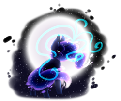 Size: 2889x2429 | Tagged: safe, artist:alithecat1989, princess luna, alicorn, pony, g4, female, full moon, high res, looking at you, magic, moon, night, simple background, solo, transparent background