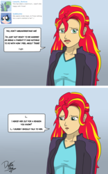 Size: 1000x1600 | Tagged: safe, artist:deltalima, sunset shimmer, equestria girls, g4, alternate clothes, dialogue, female, language, lesbian, looking at you, ship:suntrix, shipping, tumblr