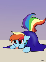 Size: 2700x3600 | Tagged: safe, artist:ruirik, rainbow dash, pegasus, pony, g4, :p, blanket, cute, female, gradient background, high res, mare, silly, tongue out