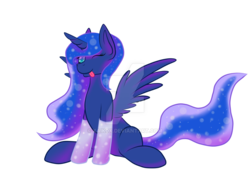 Size: 1024x768 | Tagged: safe, artist:xaik0x, princess luna, alicorn, pony, g4, clothes, female, mare, one eye closed, simple background, sitting, socks, solo, tongue out, transparent background, watermark