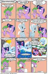 Size: 792x1224 | Tagged: safe, artist:dekomaru, artist:raimundo1941, spike, trixie, twilight sparkle, oc, dragon, g4, comic, female, lesbian, ship:twixie, shipping, spanish