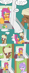 Size: 1600x4000 | Tagged: safe, artist:jake heritagu, diamond tiara, nurse redheart, scootaloo, oc, oc:sandy hooves, pony, comic:ask motherly scootaloo, g4, bandage, cast, comic, food, hairpin, hospital, motherly scootaloo