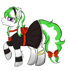 Size: 2226x2281 | Tagged: safe, artist:xaik0x, oc, oc only, oc:lea, earth pony, pony, clothes, high res, maid, solo