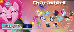 Size: 1440x635 | Tagged: safe, applejack, capper dapperpaws, captain celaeno, fluttershy, grubber, pinkie pie, princess skystar, queen novo, rainbow dash, rarity, songbird serenade, spike, storm king, tempest shadow, twilight sparkle, alicorn, dragon, seapony (g4), anthro, g4, my little pony: the movie, official, headworn microphone, mane seven, mane six, twilight sparkle (alicorn), website