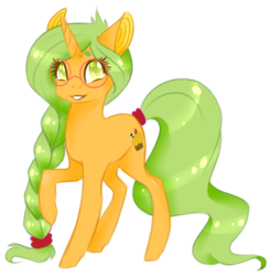 Size: 1277x1301 | Tagged: safe, artist:emypony, oc, oc only, oc:honey nevaeh, pony, unicorn, cute, female, glasses, green mane, mare, orange coat