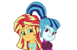 Size: 1103x725 | Tagged: safe, artist:bigpurplemuppet99, sonata dusk, sunset shimmer, equestria girls, g4, female, lesbian, ship:sunata, shipping, simple background, transparent background