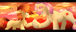 Size: 4000x1713 | Tagged: safe, artist:fkk, oc, oc only, commission, cute, cutie mark, female, love, male, mare, romantic, stallion, ych result