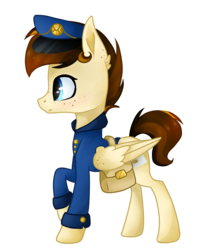 Size: 736x894 | Tagged: safe, artist:wintersnowy, oc, oc only, pegasus, pony, clothes, mailpony, saddle bag, simple background, solo, transparent background, uniform