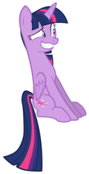 Size: 7000x13700 | Tagged: safe, artist:tardifice, twilight sparkle, alicorn, pony, g4, triple threat, absurd resolution, female, grin, mare, nervous, nervous smile, raised eyebrow, simple background, sitting, smiling, solo, transparent background, twilight sparkle (alicorn), vector
