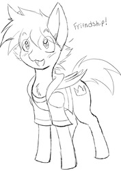 Size: 2257x3187 | Tagged: safe, artist:steelsoul, pony, fanfic:kingdom hearts of harmony, crossover, dialogue, disney, friendship, high res, kingdom hearts, kingdom hearts of harmony, monochrome, one word, ponified, sora, wingding eyes