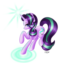 Size: 4872x4928 | Tagged: safe, artist:mary-pretty-kitty, starlight glimmer, pony, unicorn, g4, absurd resolution, female, glowing horn, horn, magic, simple background, solo, transparent background