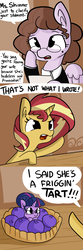 Size: 1650x4950 | Tagged: safe, artist:tjpones, sci-twi, sunset shimmer, twilight sparkle, oc, pegasus, pony, unicorn, series:sciset diary, equestria girls, g4, angry, bad pun, blueberry, blueberry tart, comic, courtroom, dialogue, divorce, ear fluff, equestria girls ponified, female, food, glasses, judge, lesbian, ponified, pun, sciset's blueberry divorce, ship:sci-twishimmer, ship:sunsetsparkle, shipping, speech bubble, sunset shimmer is not amused, tart, this will end in divorce, unamused, unicorn sci-twi, wat