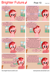 Size: 5656x8000 | Tagged: safe, artist:waveywaves, oc, oc only, oc:ruby rey, pony, comic:brighter future, absurd resolution, comic, speech bubble, vector