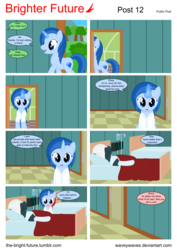 Size: 5656x8000 | Tagged: safe, artist:waveywaves, oc, oc only, oc:ruby rey, pony, comic:brighter future, absurd resolution, comic, disguise, hospital, speech bubble, vector