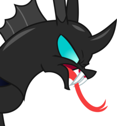 Size: 5008x5393 | Tagged: safe, artist:frownfactory, thorax, changeling, g4, the times they are a changeling, .svg available, absurd resolution, angry, horn, long tongue, male, simple background, solo, svg, tongue out, transparent background, vector