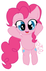 Size: 1024x1587 | Tagged: safe, artist:pickfairy, pinkie pie, earth pony, pony, g4, chibi, cute, diapinkes, female, happy, incoming hug, pounce, simple background, smiling, solo, transparent background