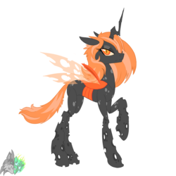 Size: 1000x1000 | Tagged: safe, artist:snytchell, oc, oc only, oc:aurora void, changeling, changeling oc, female, looking at you, orange changeling, solo