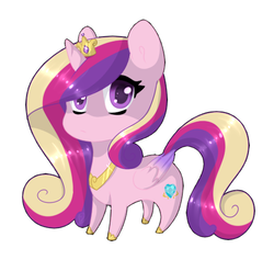 Size: 498x493 | Tagged: safe, artist:tigra0118, princess cadance, alicorn, pony, g4, chibi, female, folded wings, jewelry, looking at you, mare, regalia, simple background, solo, white background