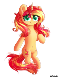 Size: 1000x1300 | Tagged: safe, artist:mitralexa, sunset shimmer, pony, unicorn, g4, cute, female, looking at you, mare, shimmerbetes, simple background, smiling, solo, transparent background