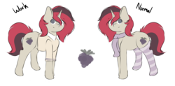 Size: 1500x739 | Tagged: dead source, safe, oc, oc only, pony, unicorn, clothes, female, reference sheet, scarf, shirt, simple background, socks, solo, striped socks, transparent background