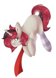 Size: 1543x2160 | Tagged: artist needed, source needed, safe, oc, oc only, pony, unicorn, clothes, scarf, simple background, socks, solo, striped socks, white background