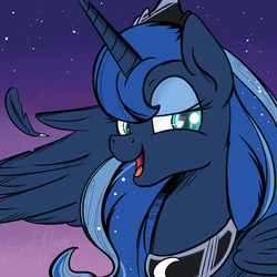 Size: 2000x2000 | Tagged: safe, artist:saralien, princess luna, alicorn, pony, g4, comic, comics, female, heart eyes, high res, mare, night, solo, stars, wingding eyes