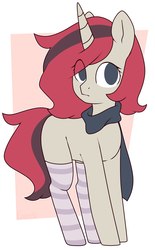 Size: 1337x2160 | Tagged: artist needed, source needed, safe, oc, oc only, pony, unicorn, clothes, scarf, socks, solo, striped socks