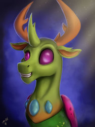 Size: 1200x1600 | Tagged: safe, artist:vittorionobile, thorax, changedling, changeling, g4, grin, king thorax, looking at you, male, smiling, solo