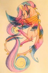 Size: 1024x1530 | Tagged: safe, artist:oneiria-fylakas, princess cadance, original species, pony, g4, female, skall, solo, species swap, traditional art