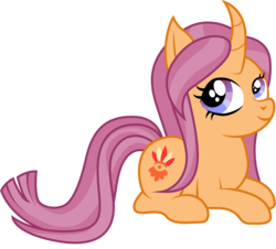 Size: 1106x1001 | Tagged: safe, artist:cloudy glow, sable spirit, pony, unicorn, campfire tales, g4, curved horn, female, horn, mare, prone, simple background, smiling, solo, transparent background, vector, young, young sable spirit, younger