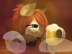 Size: 600x450 | Tagged: safe, artist:nutty-stardragon, oc, oc only, oc:spectra, ghost, pony, alcohol, beer, drunk, solo