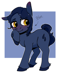 Size: 1403x1696 | Tagged: safe, artist:foxda, oc, oc only, oc:amicus, oc:blue, earth pony, pony, abstract background, blushing, female, mare, smiling, solo, unshorn fetlocks
