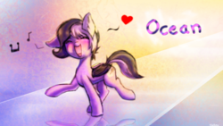 Size: 1920x1080 | Tagged: safe, artist:finalaspex, oc, oc only, oc:ocean, pony, abstract background, happy, singing, wallpaper