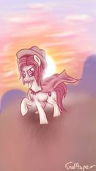 Size: 720x1280 | Tagged: safe, artist:finalaspex, oc, oc only, oc:finalaspex, pony, cowboy hat, hat, phone art, phone wallpaper, sunset