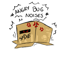 Size: 200x200 | Tagged: safe, artist:sanyo2100, oc, oc only, oc:invictia sadie, changeling, angry, angry horse noises, box, changeling in a box, changeling oc, descriptive noise, female, horse noises, picture for breezies, rage, red changeling, simple background, solo, super smash bros., transparent background