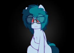 Size: 2108x1527 | Tagged: safe, artist:shinodage, oc, oc only, oc:delta vee, pegasus, pony, crying, female, glasses, mare, sad, solo