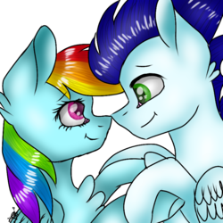 Size: 768x768 | Tagged: safe, artist:aminaislam, rainbow dash, soarin', pony, g4, female, male, ship:soarindash, shipping, straight