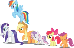 Size: 6308x4095 | Tagged: safe, artist:tralomine, apple bloom, applejack, rainbow dash, rarity, scootaloo, sweetie belle, earth pony, pegasus, pony, unicorn, campfire tales, g4, absurd resolution, apple bloom's bow, applejack's hat, bow, cowboy hat, cutie mark crusaders, eyes closed, female, filly, hair bow, hat, mare, open mouth, simple background, transparent background, vector, wet, wet mane, wet mane applejack, wet mane rarity, wet mane sweetie belle