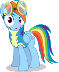Size: 3000x3680 | Tagged: safe, artist:tomfraggle, rainbow dash, pegasus, pony, g4, :o, clothes, female, goggles, high res, mare, open mouth, shocked, simple background, solo, transparent background, uniform, vector, wonderbolt trainee uniform