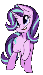 Size: 628x1100 | Tagged: safe, artist:themodpony, starlight glimmer, pony, unicorn, g4, animated, cute, eye shimmer, female, gif, glimmerbetes, mare, raised hoof, simple background, smiling, solo, transparent background