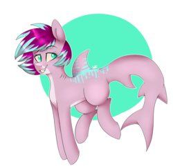 Size: 3507x3378 | Tagged: safe, artist:universe-fairy, oc, oc only, oc:pearly whites, original species, shark pony, commission, high res, smiling, solo